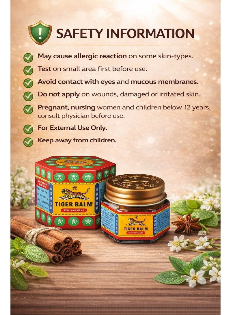 مرهم تايجر بالم الأحمر قوة إضافية 19.4 جم – عبوة من 6 | تخفيف سريع لآلام المفاصل والتهاب المفاصل | تركيبة عشبية دافئة بالكافور والمنثول - Image 4